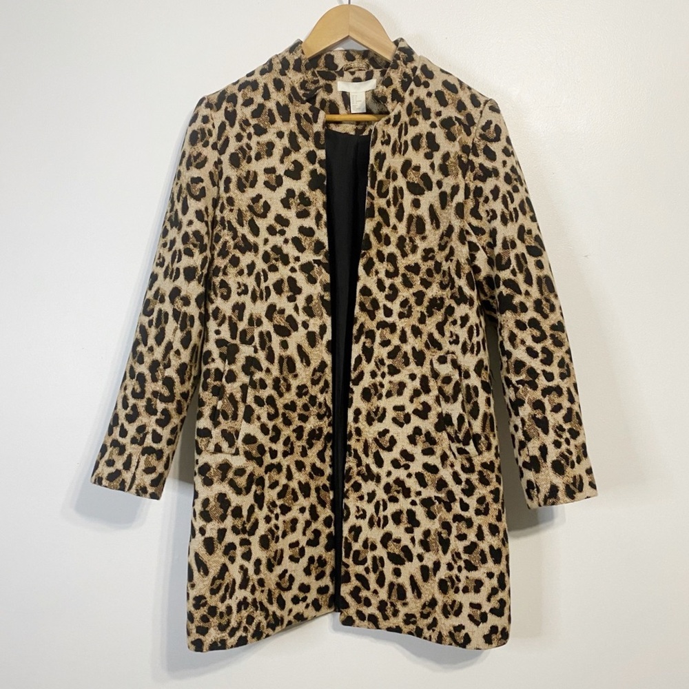Leopard print jacket, stylish animal print, size 6 small by H&M